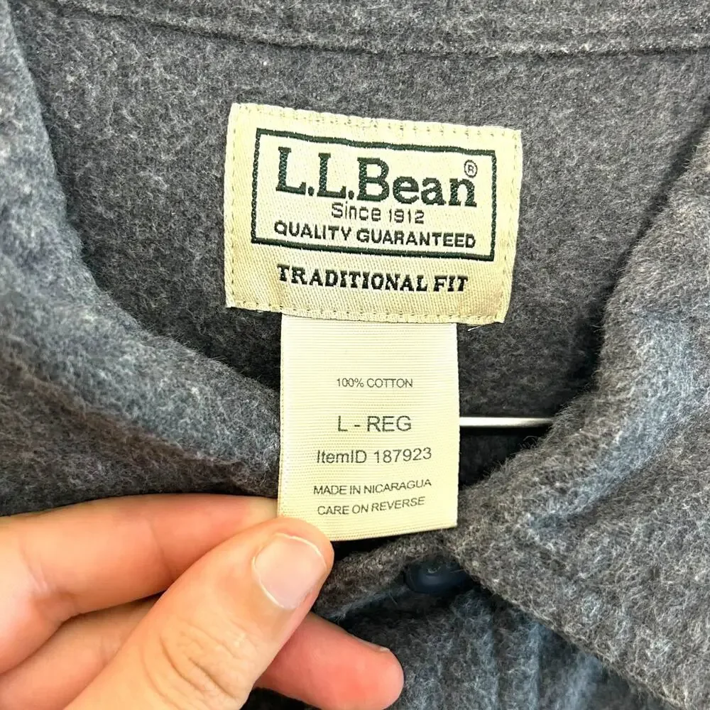 L.L. Bean Traditional Fit Chamois Shirt Men's Sz L Charcoal Gray Heather Utility